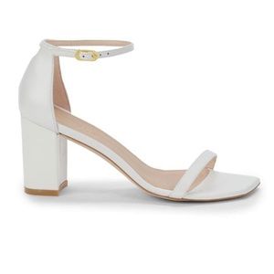 Stuart Weitzman White Block Heel, Size 9